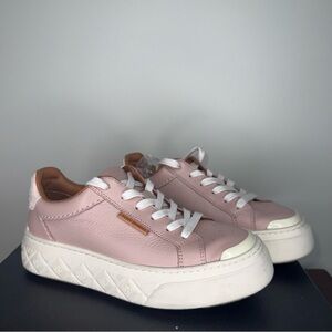 Tory Burch Pink Leather Platform Sneakers Lace-Up NWOT